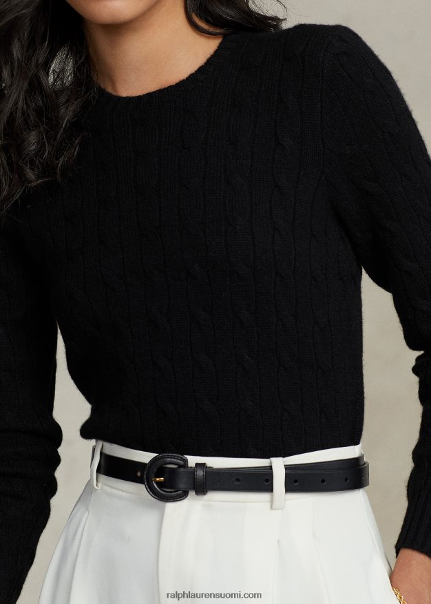 Ralph Lauren naiset kaapelineulottu kashmir villapaita 0Z24ZR9122 musta