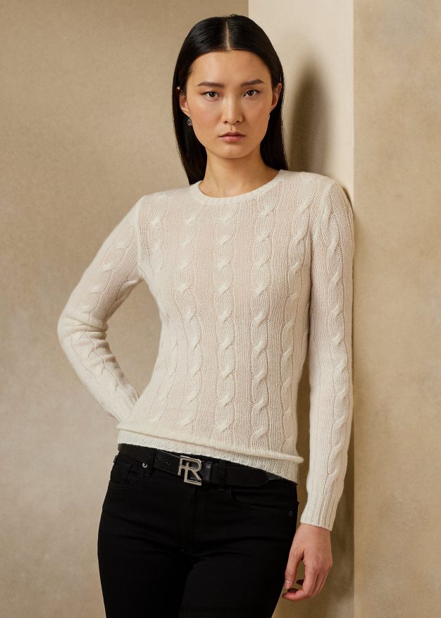 Ralph Lauren naiset kaapelineulottu kashmir villapaita 0Z24ZR9139 lux kerma