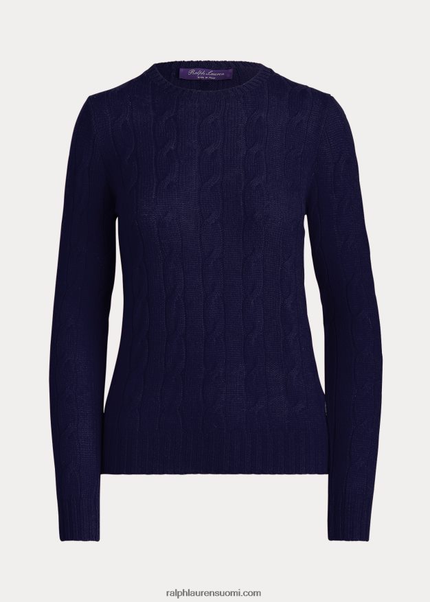 Ralph Lauren naiset kaapelineulottu kashmir villapaita 0Z24ZR9141 lux laivasto