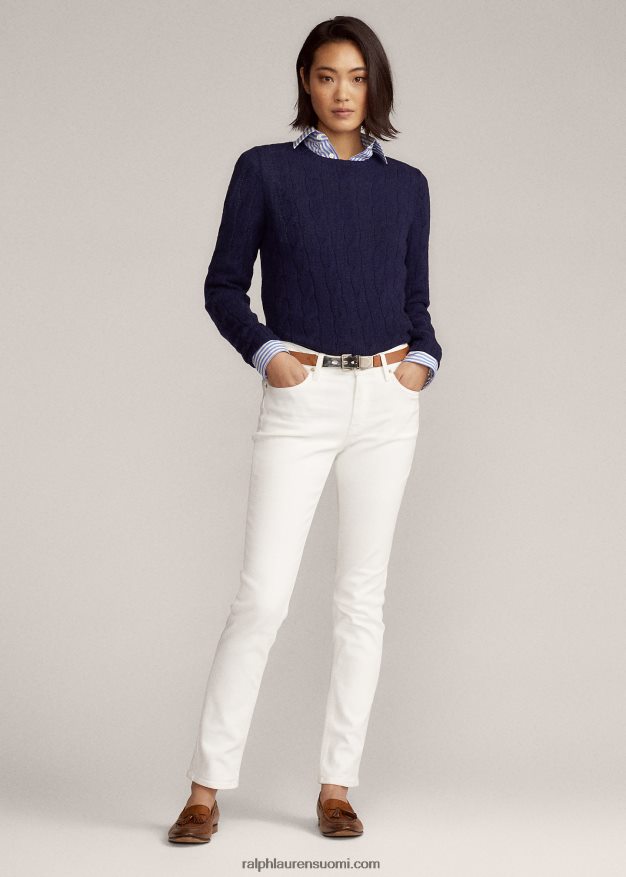 Ralph Lauren naiset kaapelineulottu kashmir villapaita 0Z24ZR9141 lux laivasto