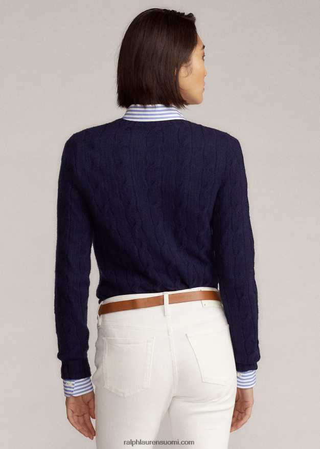 Ralph Lauren naiset kaapelineulottu kashmir villapaita 0Z24ZR9141 lux laivasto