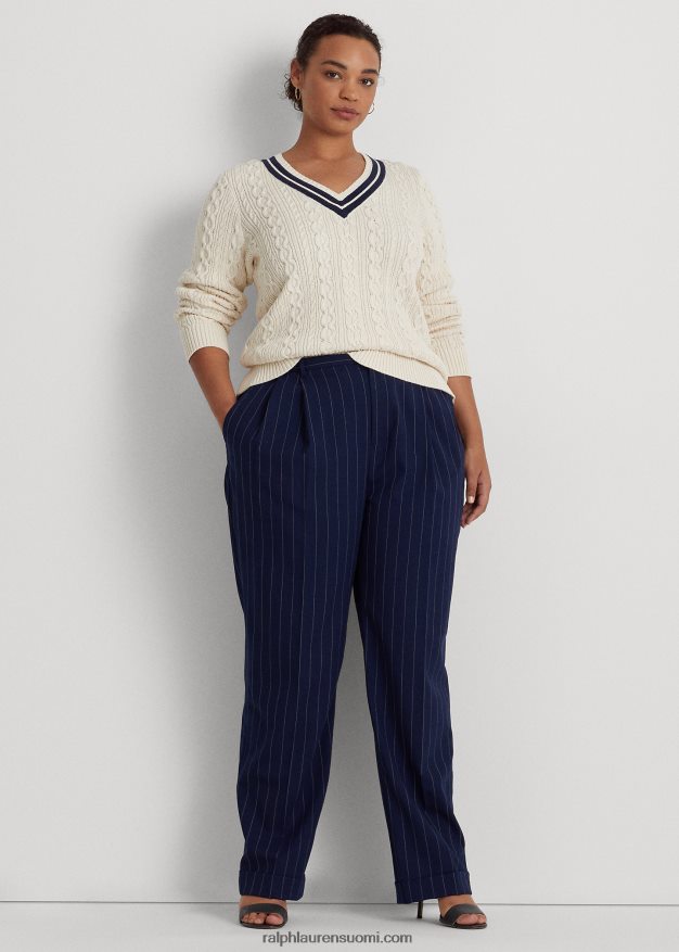 Ralph Lauren naiset kaapelineulottu krikettipusero 0Z24ZR4639 mascarpone kerma/laivasto