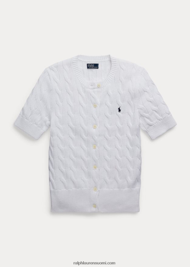 Ralph Lauren naiset kaapelineulottu lyhythihainen neuletakki 0Z24ZR2904 valkoinen