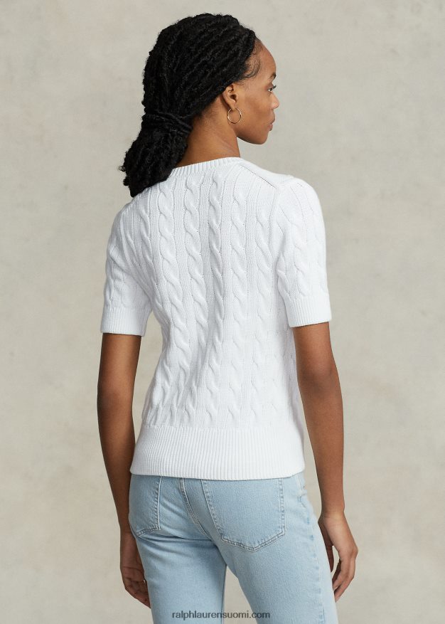 Ralph Lauren naiset kaapelineulottu lyhythihainen neuletakki 0Z24ZR2904 valkoinen