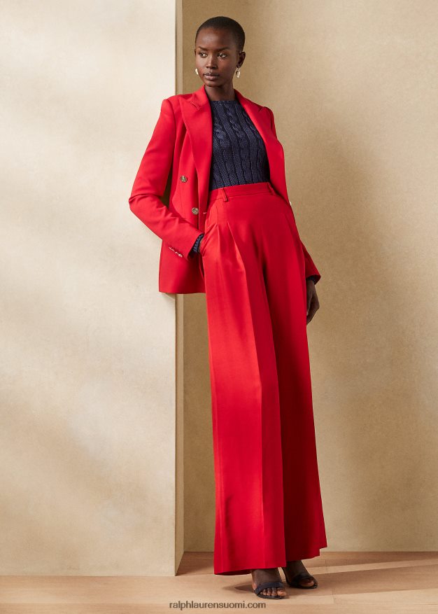 Ralph Lauren naiset kaapelineulottu silkki crewneck neule 0Z24ZR3488 lux laivasto