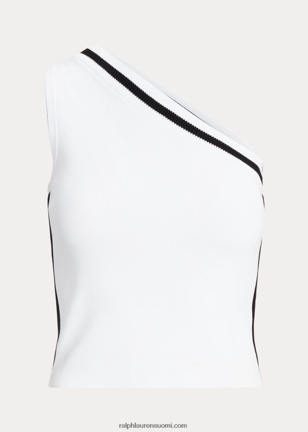 Ralph Lauren naiset kaksisävyinen yksiolkainen katkaistu neule 0Z24ZR3903 valkoinen musta