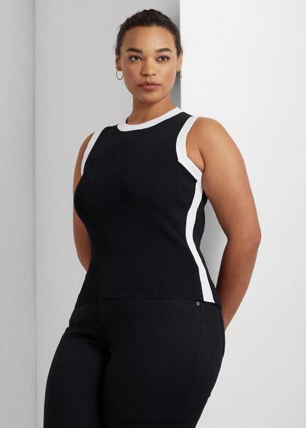 Ralph Lauren naiset kaksivärinen hihaton pusero 0Z24ZR9484 musta valkoinen