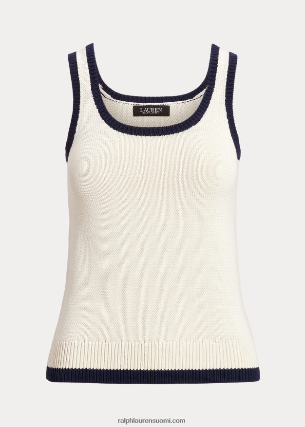 Ralph Lauren naiset kaksivärinen hihaton villapaita 0Z24ZR3945 mascarpone kerma/laivasto
