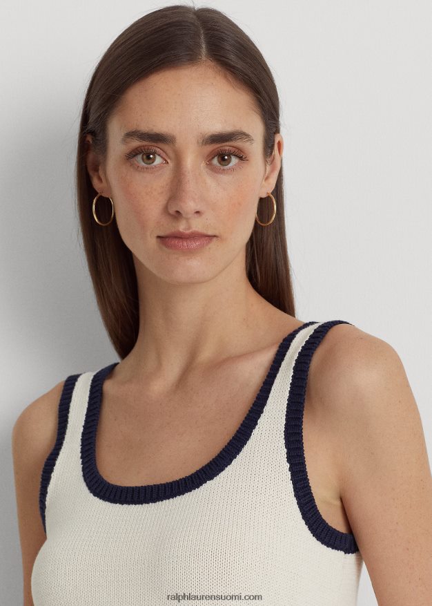 Ralph Lauren naiset kaksivärinen hihaton villapaita 0Z24ZR3945 mascarpone kerma/laivasto