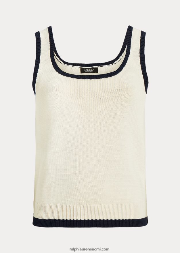Ralph Lauren naiset kaksivärinen hihaton villapaita 0Z24ZR4588 mascarpone kerma/laivasto