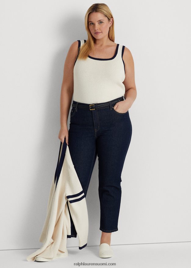 Ralph Lauren naiset kaksivärinen hihaton villapaita 0Z24ZR4588 mascarpone kerma/laivasto