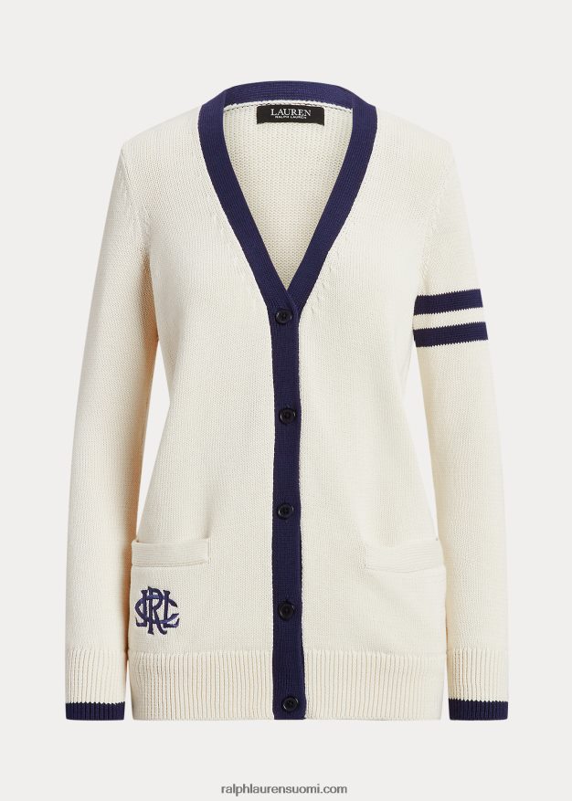 Ralph Lauren naiset kaksivärinen puuvillatakki 0Z24ZR9411 mascarpone kerma/laivasto