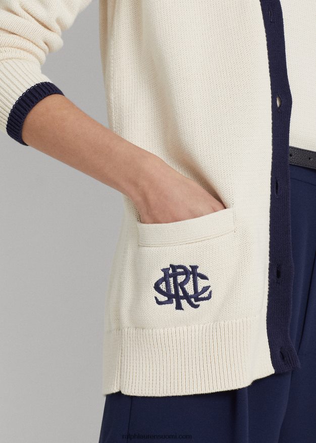 Ralph Lauren naiset kaksivärinen puuvillatakki 0Z24ZR9411 mascarpone kerma/laivasto
