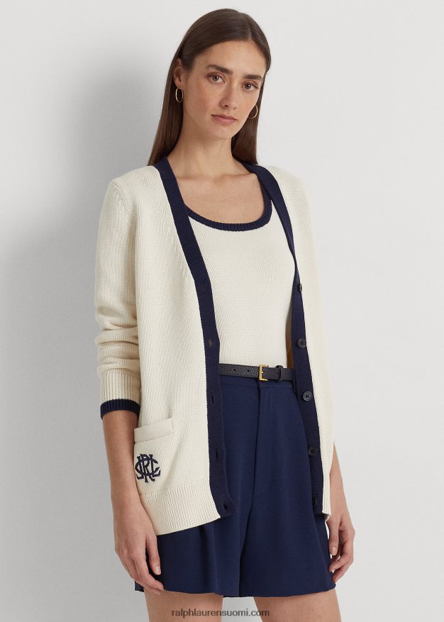 Ralph Lauren naiset kaksivärinen puuvillatakki 0Z24ZR9471 mascarpone kerma/laivasto