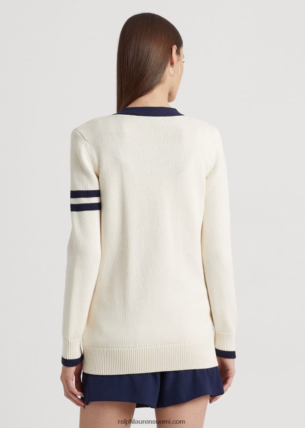 Ralph Lauren naiset kaksivärinen puuvillatakki 0Z24ZR9471 mascarpone kerma/laivasto