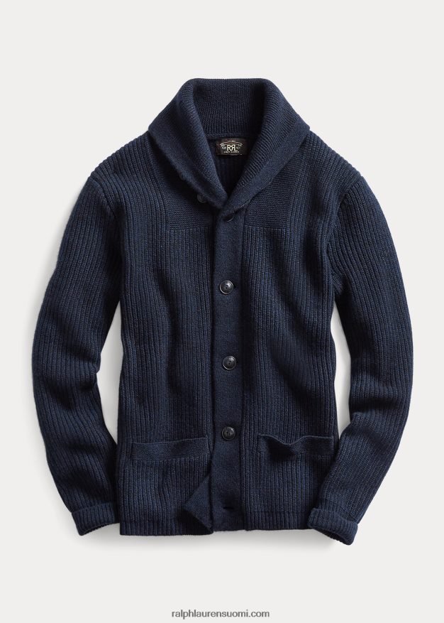 Ralph Lauren naiset kashmir huivikaulusneuletakki 0Z24ZR3607 sininen musta