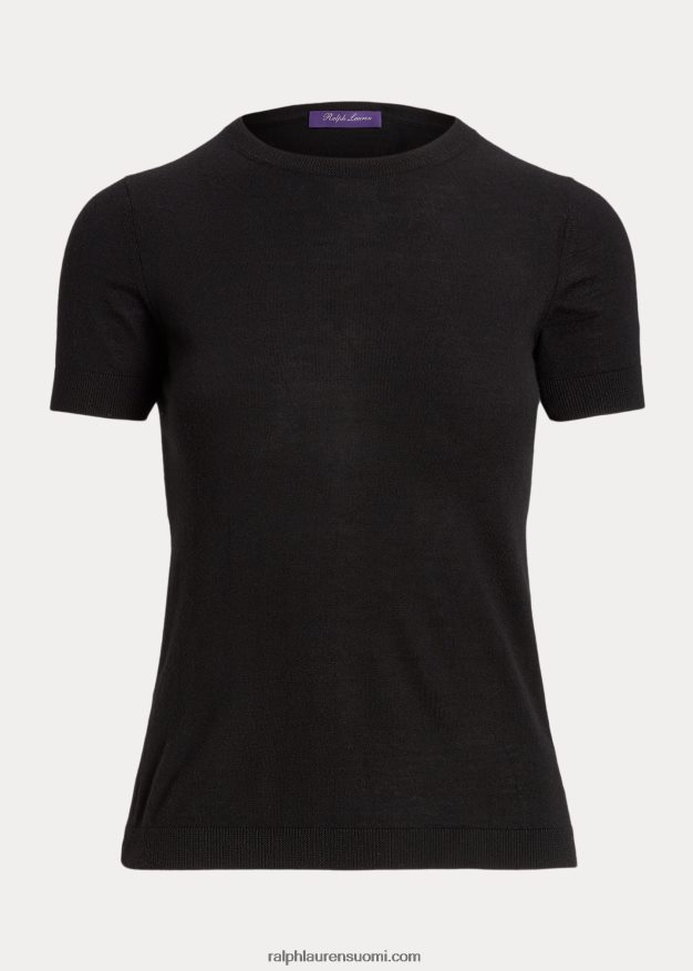 Ralph Lauren naiset kashmir jersey lyhythihainen pusero 0Z24ZR3533 musta