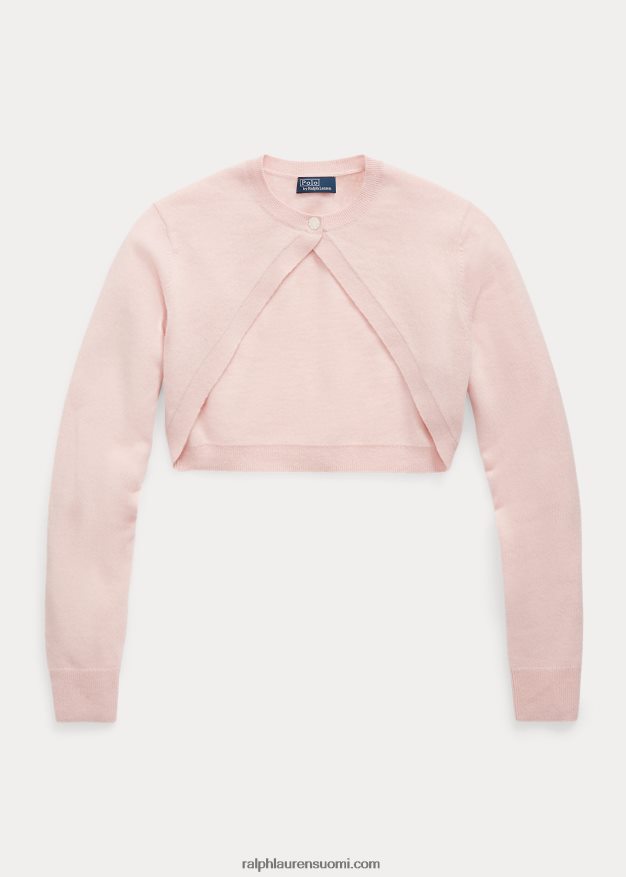 Ralph Lauren naiset kashmiria lyhennetty neuletakki 0Z24ZR9205 vaaleanpunainen hiekka