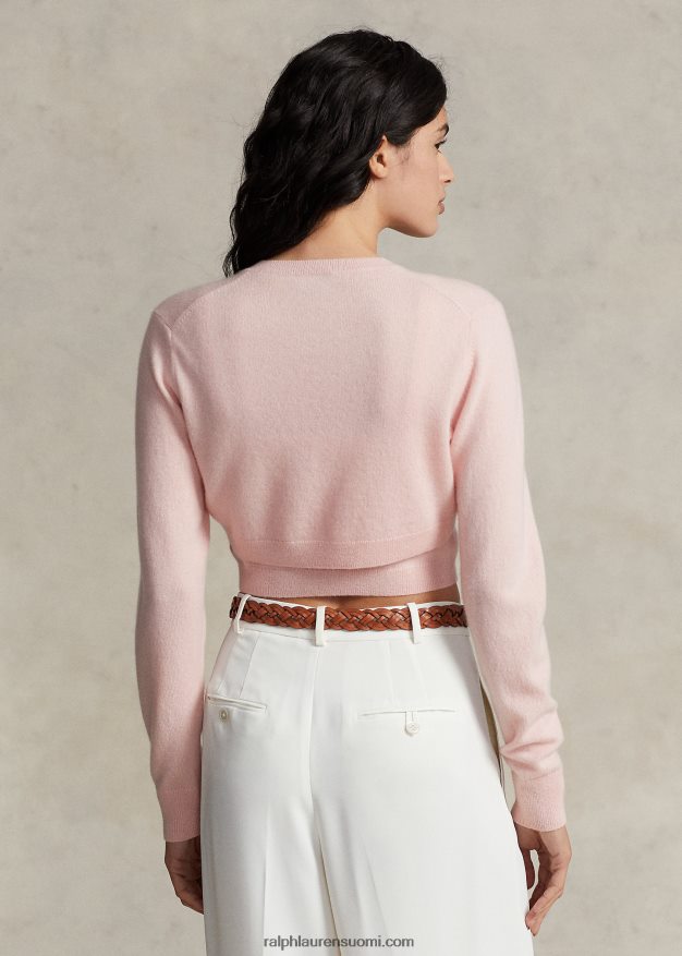 Ralph Lauren naiset kashmiria lyhennetty neuletakki 0Z24ZR9205 vaaleanpunainen hiekka