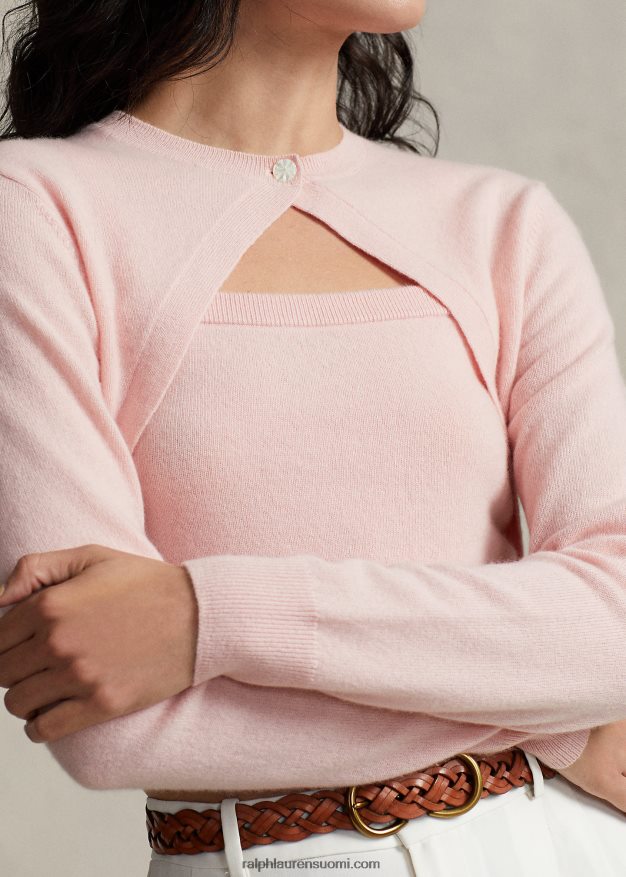 Ralph Lauren naiset kashmiria lyhennetty neuletakki 0Z24ZR9205 vaaleanpunainen hiekka