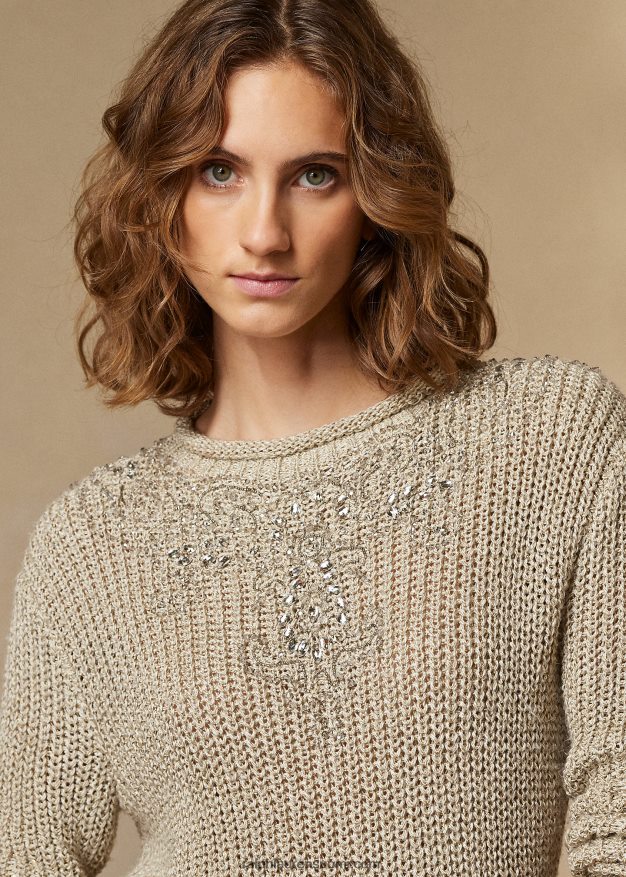 Ralph Lauren naiset koristeellinen silkkikaulapusero 0Z24ZR3541 pergamentti tweed