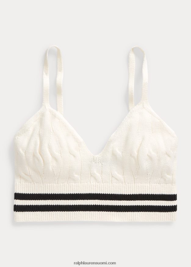 Ralph Lauren naiset krikettikaapeli-neulottu puuvillasekoite-ranneke 0Z24ZR2955 krikettikerma/musta