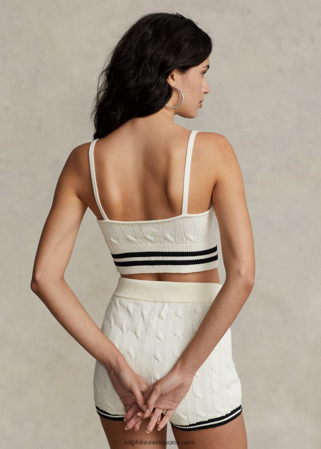 Ralph Lauren naiset krikettikaapeli-neulottu puuvillasekoite-ranneke 0Z24ZR2955 krikettikerma/musta