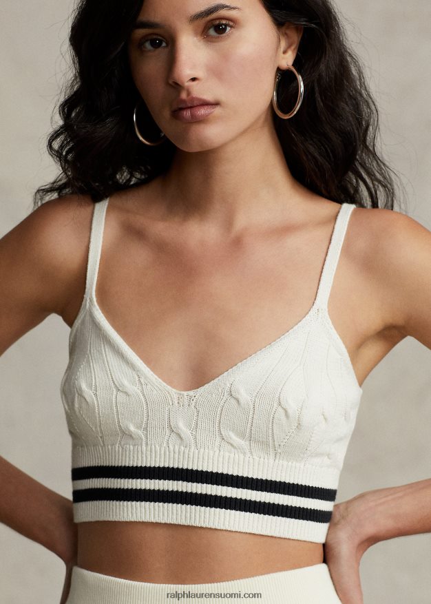 Ralph Lauren naiset krikettikaapeli-neulottu puuvillasekoite-ranneke 0Z24ZR2955 krikettikerma/musta