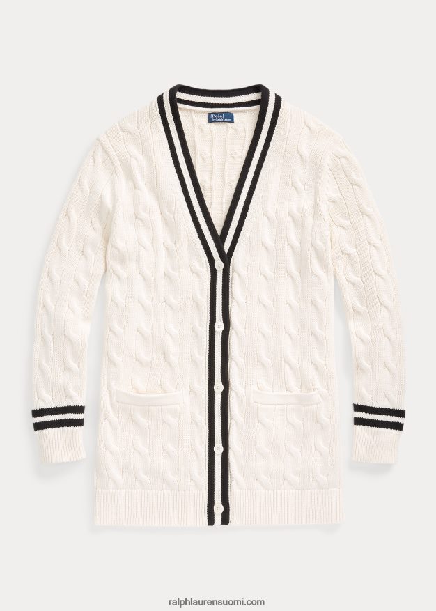 Ralph Lauren naiset krikettikaapelineulottu puuvillaneuletakki 0Z24ZR2921