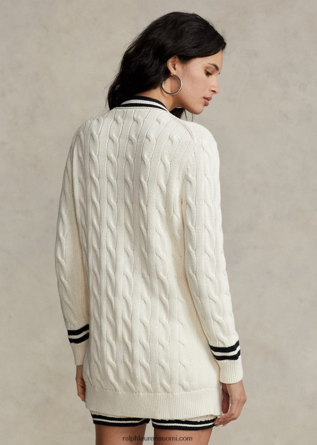 Ralph Lauren naiset krikettikaapelineulottu puuvillaneuletakki 0Z24ZR2921