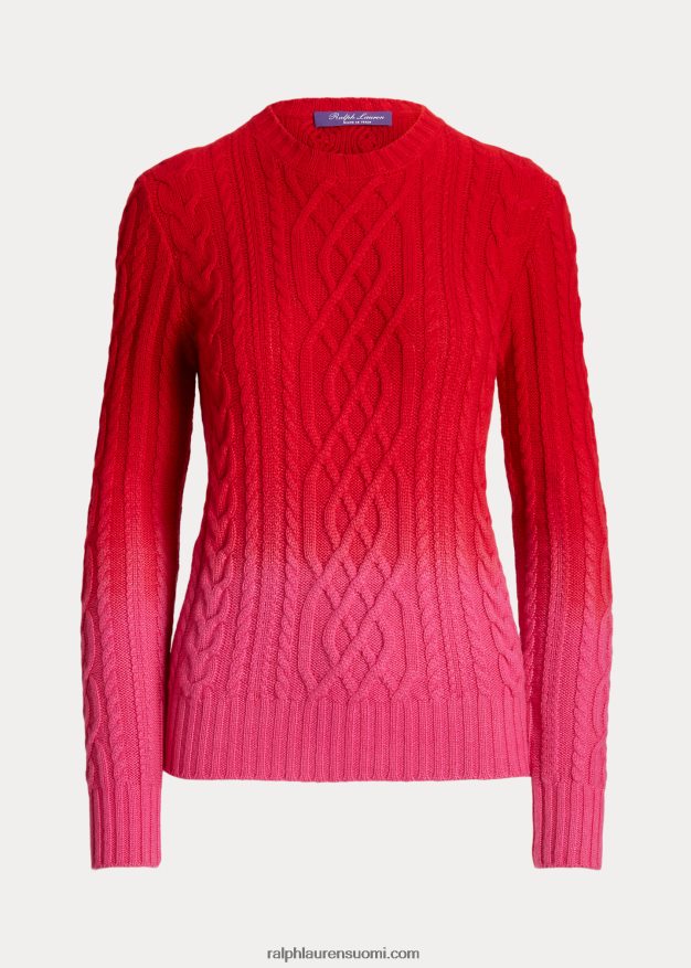 Ralph Lauren naiset kuun uudenvuoden kaapelineulottu pusero 0Z24ZR9314 kirkkaan punainen ombre