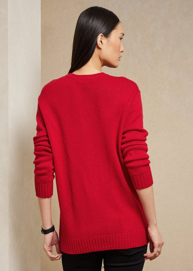 Ralph Lauren naiset kuun uudenvuoden polo bear villapaita 0Z24ZR9324 kirkkaan punainen