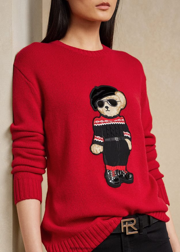 Ralph Lauren naiset kuun uudenvuoden polo bear villapaita 0Z24ZR9324 kirkkaan punainen