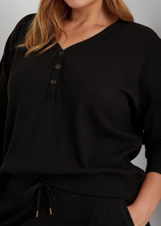 Ralph Lauren naiset lämpö vohveli neulottu henley villapaita 0Z24ZR4815