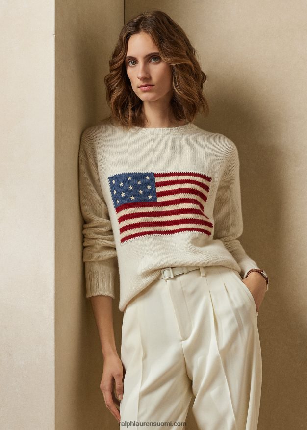 Ralph Lauren naiset lippukashmir-neulepusero 0Z24ZR3450 lux kerma lipulla
