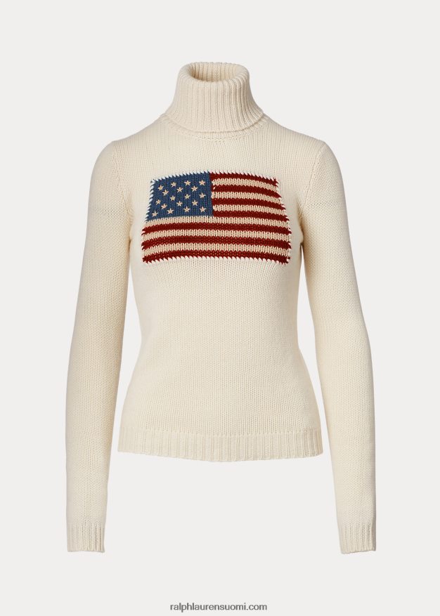 Ralph Lauren naiset lippukashmir villapaita 0Z24ZR9353 kerma lipulla