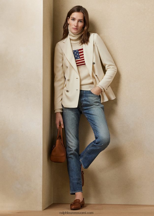 Ralph Lauren naiset lippukashmir villapaita 0Z24ZR9353 kerma lipulla