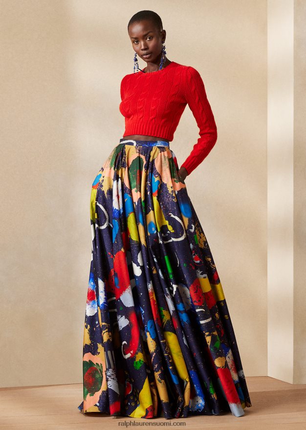 Ralph Lauren naiset lyhennetty kaapelineulottu kashmirneulepusero 0Z24ZR3471 rouge