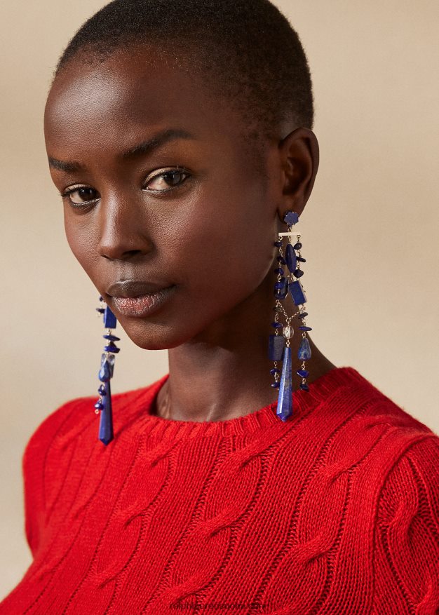 Ralph Lauren naiset lyhennetty kaapelineulottu kashmirneulepusero 0Z24ZR3471 rouge