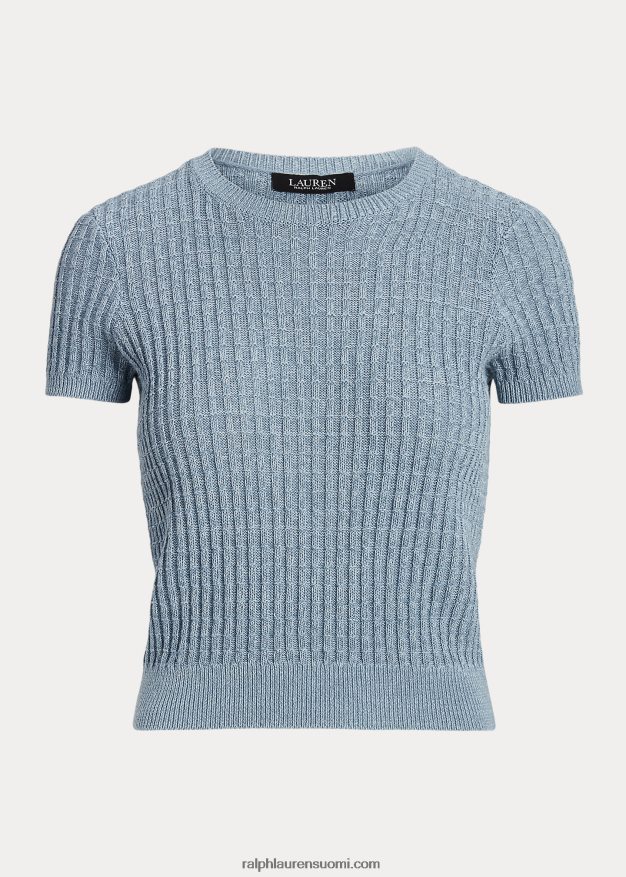 Ralph Lauren naiset lyhythihainen pellava-puuvillapusero 0Z24ZR3947 indigo valtameri moni