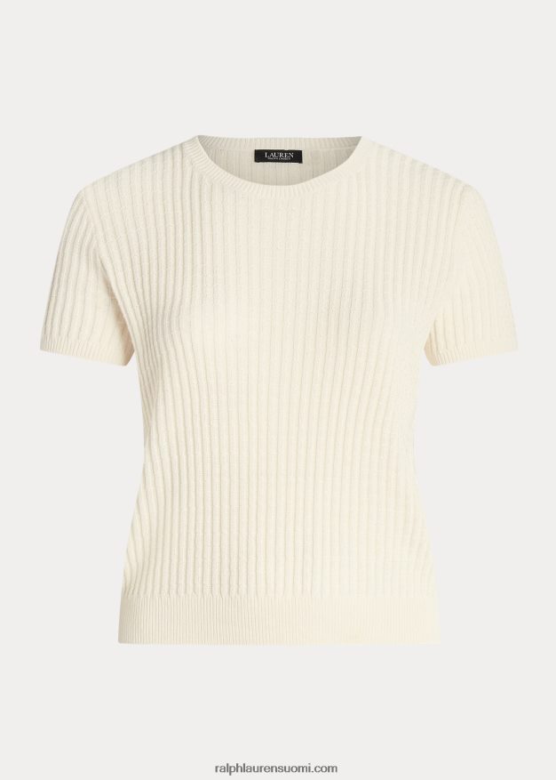 Ralph Lauren naiset lyhythihainen pellava-puuvillapusero 0Z24ZR4592 mascarpone-kermaa