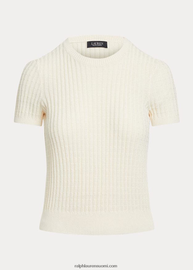 Ralph Lauren naiset lyhythihainen pellava-puuvillapusero 0Z24ZR4824 mascarpone-kermaa