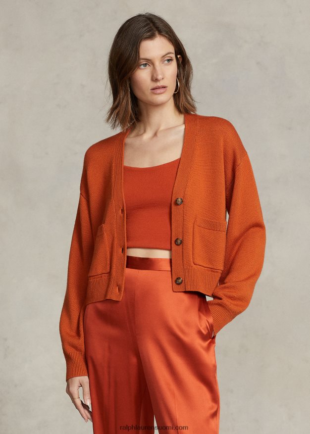 Ralph Lauren naiset merinovillasta v-pääntietä 0Z24ZR9208 syvä auringonlasku taivas