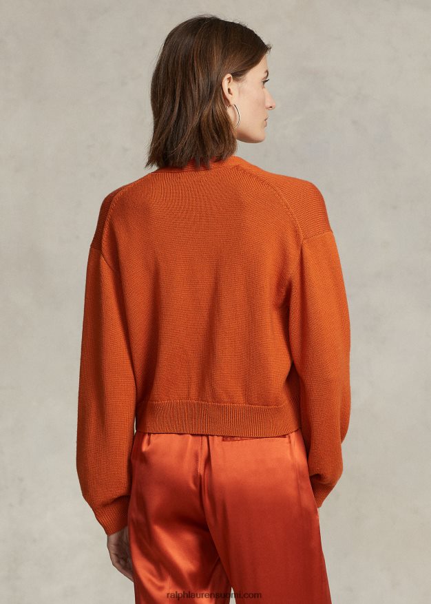 Ralph Lauren naiset merinovillasta v-pääntietä 0Z24ZR9208 syvä auringonlasku taivas