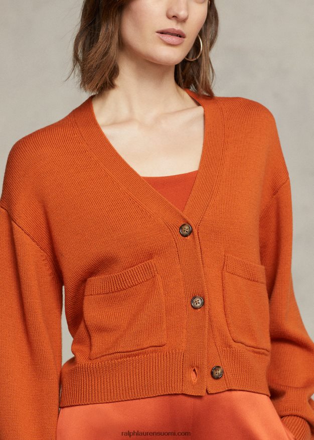 Ralph Lauren naiset merinovillasta v-pääntietä 0Z24ZR9208 syvä auringonlasku taivas