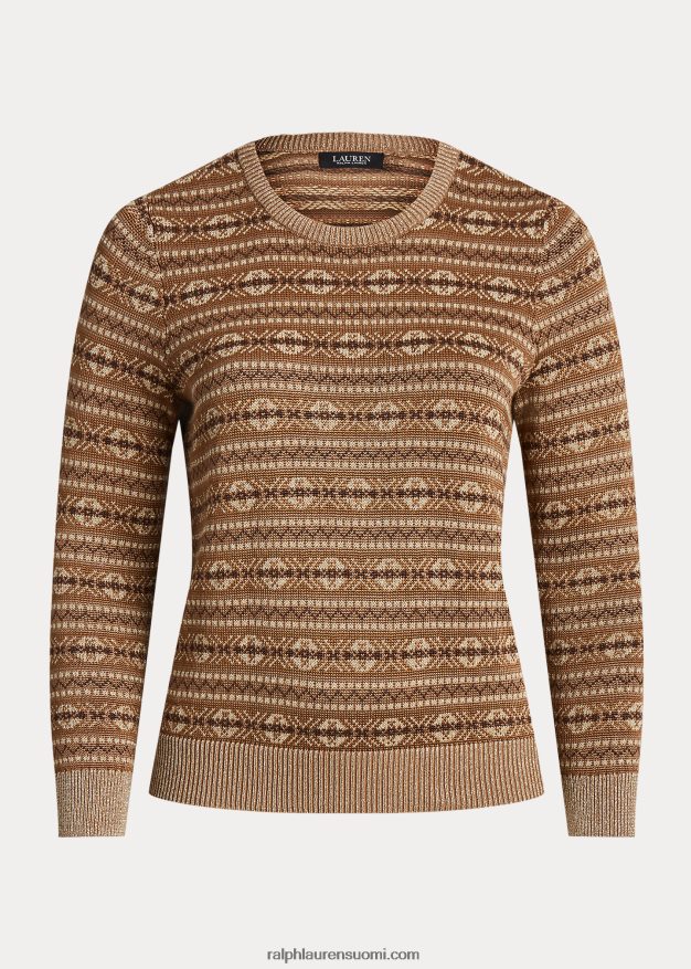 Ralph Lauren naiset metallinen Fair Isle -puuvillasekoitepusero 0Z24ZR4520 multi