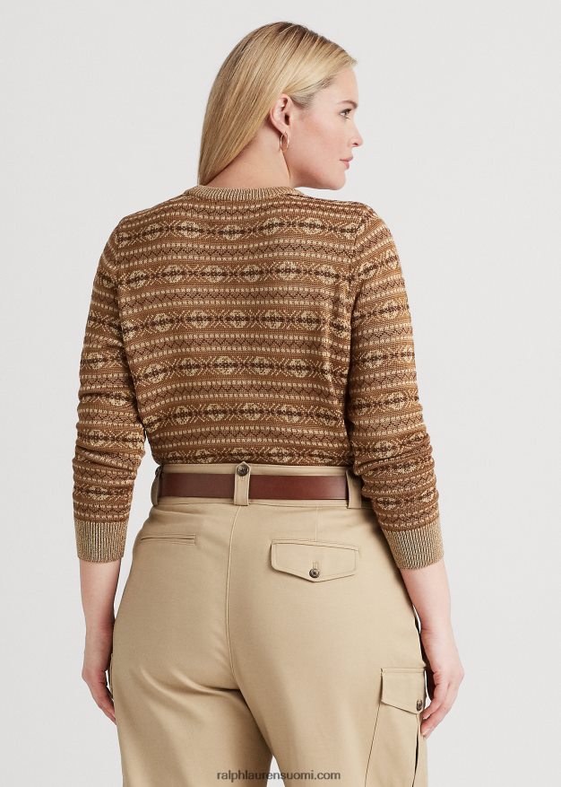 Ralph Lauren naiset metallinen Fair Isle -puuvillasekoitepusero 0Z24ZR4520 multi