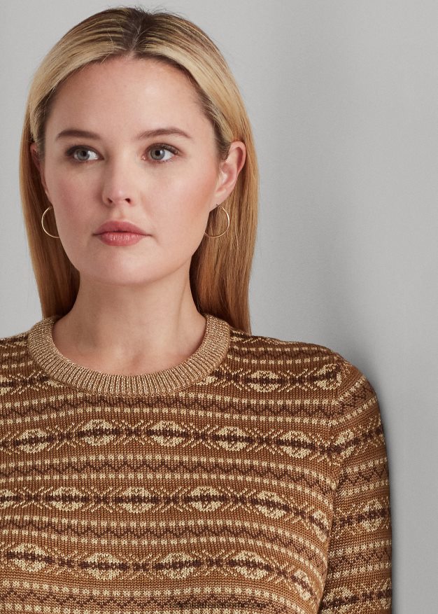 Ralph Lauren naiset metallinen Fair Isle -puuvillasekoitepusero 0Z24ZR4520 multi