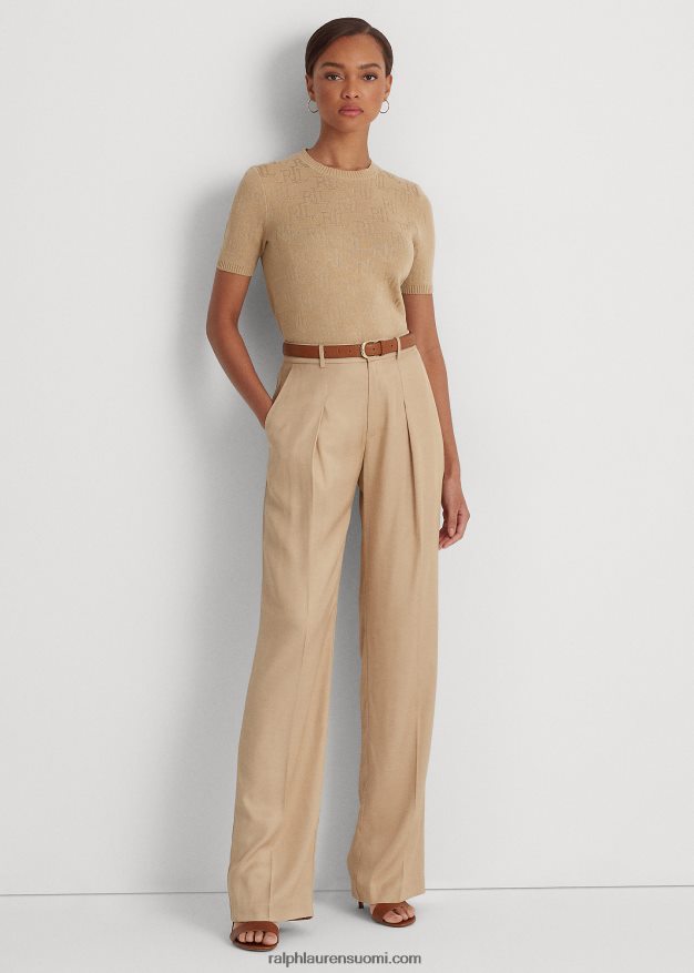 Ralph Lauren naiset monogrammi jacquard lyhythihainen neule 0Z24ZR4289 koivunrusketus