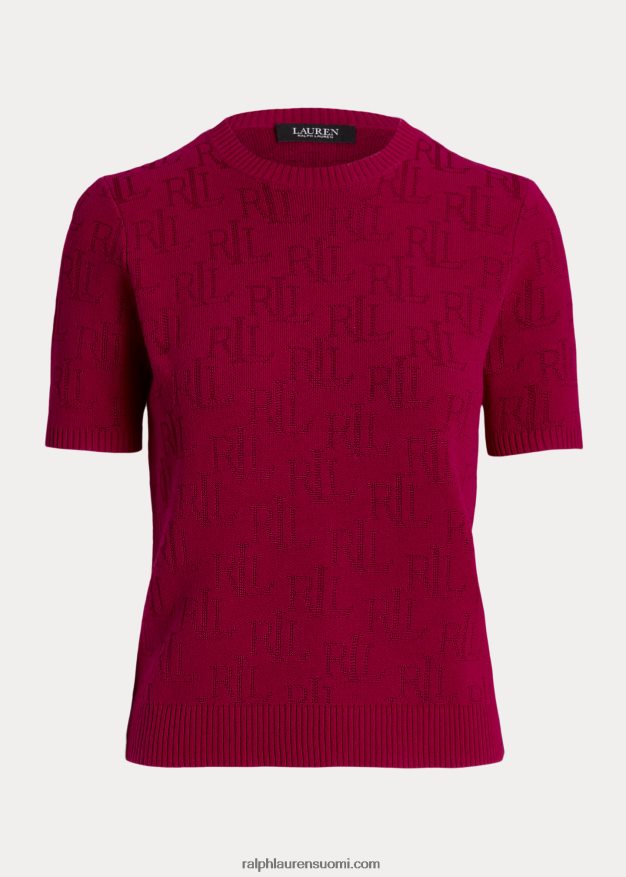 Ralph Lauren naiset monogrammi jacquard lyhythihainen neule 0Z24ZR4290 fuksia marja